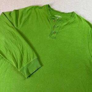 Saddlebred Mens Green Long Sleeve Henley Shirt Casual Comfort XLT Tall